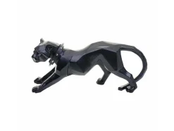Decoratiefiguurtje Luipaard Mcw-D36 Met Kraag, Zwart Mat Met Kraag