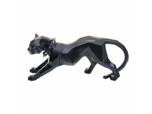Decoratiefiguurtje Luipaard Mcw-D36 Met Kraag, Zwart Mat Met Kraag