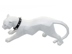 Decoratiefiguurtje Luipaard Mcw-D36 Met Kraag, Wit Mat Met Kraag