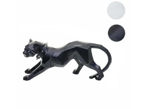 Decoratiefiguurtje Luipaard Mcw-D36 Met Kraag, Zwart Mat Met Kraag