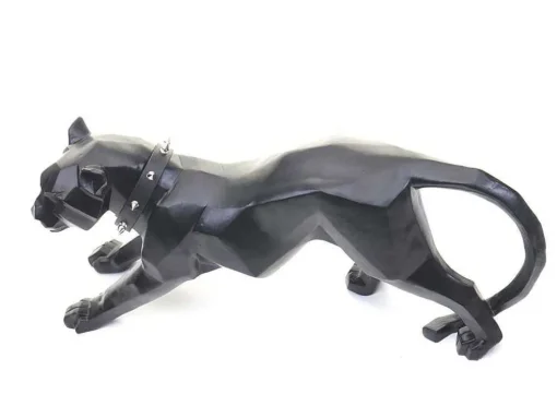 Decoratiefiguurtje Luipaard Mcw-D36 Met Kraag, Zwart Mat Met Kraag
