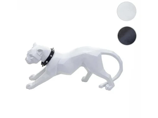 Decoratiefiguurtje Luipaard Mcw-D36 Met Kraag, Wit Mat Met Kraag