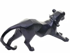 Decoratiefiguurtje Luipaard Mcw-D36 Met Kraag, Zwart Mat Met Kraag