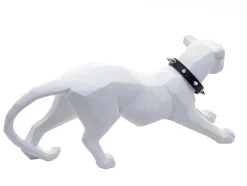 Decoratiefiguurtje Luipaard Mcw-D36 Met Kraag, Wit Mat Met Kraag