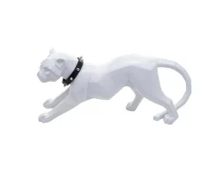 Decoratiefiguurtje Luipaard Mcw-D36 Met Kraag, Wit Mat Met Kraag