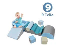 9-Delige Bouwstenen Voor Hardlopen En Klimmen. Bouwstenen Voor Kinderen. Trappen, Glijbaan En Ballenbad Voor Kleuters En Baby'S, Zachte, Kleurrijke Bouwstenen. Zonder Bal.