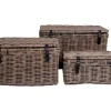 Demsy Opbergdozen 3 Stk. In Kubu Grijs Met Leren Hengsels.