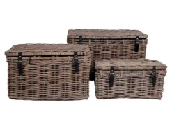 Demsy Opbergdozen 3 Stk. In Kubu Grijs Met Leren Hengsels.