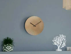 Design Wandklok - D. 50 Cm - Metaal - Goudkleurig - Felinar