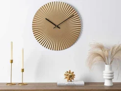 Design Wandklok - D. 50 Cm - Metaal - Goudkleurig - Felinar