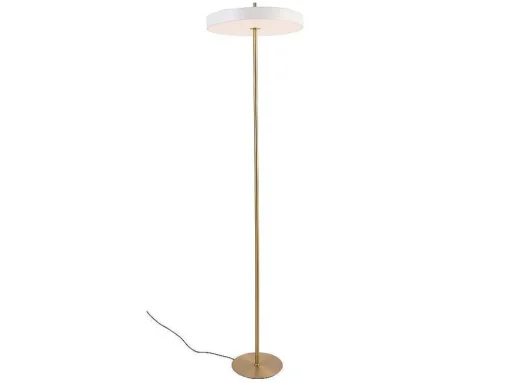 Design-Lamp Met Ledverlichting Van Metaal - D45 X H180 Cm - Goud En Wit - Vaughan