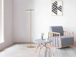 Design-Lamp Met Ledverlichting Van Metaal - D45 X H180 Cm - Goud En Wit - Vaughan