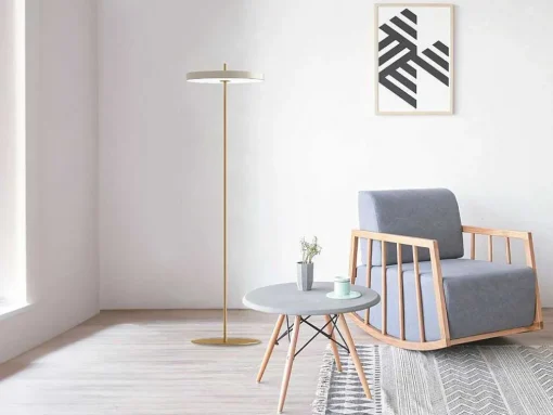 Design-Lamp Met Ledverlichting Van Metaal - D45 X H180 Cm - Goud En Wit - Vaughan