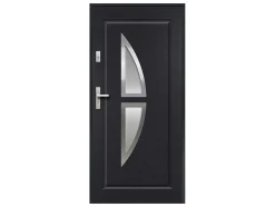 Deur Van Geglazuurd Staal En Inox H.207 X B.100 Cm Antraciet - Links Duwen - Covas