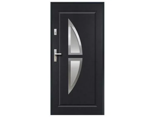 Deur Van Geglazuurd Staal En Inox H.207 X B.100 Cm Antraciet - Links Duwen - Covas