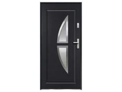 Deur Van Geglazuurd Staal En Inox H.207 X B.100 Cm Antraciet - Rechts Duwen - Covas