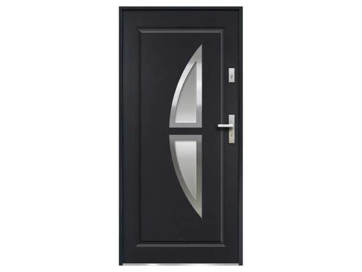 Deur Van Geglazuurd Staal En Inox H.207 X B.100 Cm Antraciet - Rechts Duwen - Covas