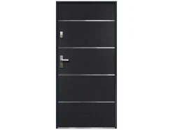 Deur Van Massief Staal En Inox H.207 X B.100 Cm Antraciet - Links Duwen - Naxara