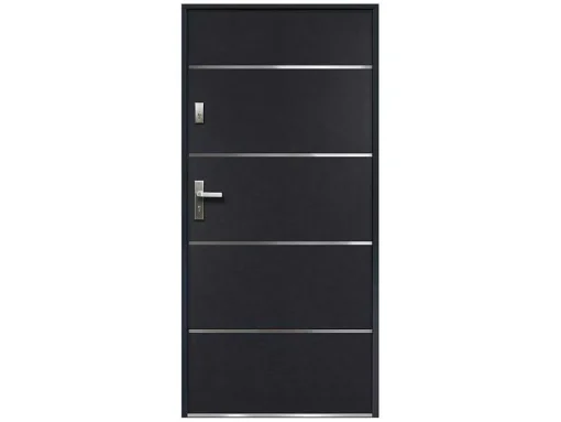 Deur Van Massief Staal En Inox H.207 X B.100 Cm Antraciet - Links Duwen - Naxara