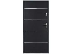 Deur Van Massief Staal En Inox H.207 X B.100 Cm Antraciet - Rechts Duwen - Naxara