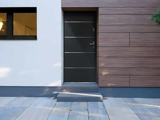 Deur Van Massief Staal En Inox H.207 X B.100 Cm Antraciet - Rechts Duwen - Naxara