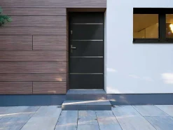 Deur Van Massief Staal En Inox H.207 X B.100 Cm Antraciet - Links Duwen - Naxara