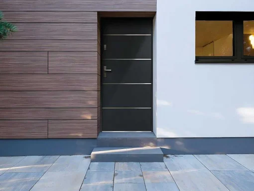 Deur Van Massief Staal En Inox H.207 X B.100 Cm Antraciet - Links Duwen - Naxara