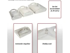 Dienblad Mcw-C50 Shabby Look (Set Van 3), Wit, Shabby