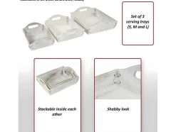 Dienblad Mcw-C50 Shabby Look (Set Van 3), Wit, Shabby