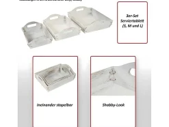 Dienblad Mcw-C50 Shabby Look (Set Van 3), Wit, Shabby