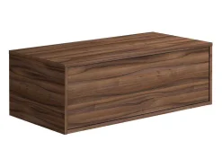 Donker Naturel En Wit Hangend Badkamermeubel Met Enkele Wastafel En Twee Lades - 94 Cm - Teana Ii