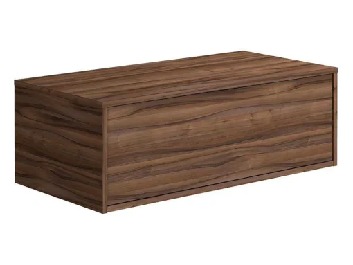 Donker Naturel En Wit Hangend Badkamermeubel Met Enkele Wastafel En Twee Lades - 94 Cm - Teana Ii