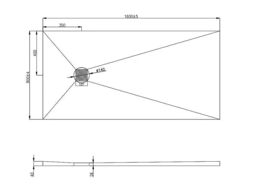 Douchebak Om Te Betegelen Delos 1600X900X40 Mm