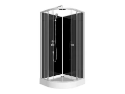 Douchecabine In Kwartcirkel - Verstelbare Hoogte - Chroom En Zwart - L90 X B90 X H213/232 Cm - Pozali