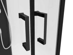 Douchecabine Kwart Cirkel - Aanpasbare Hoogte - L80 X B80 X H213/232 Cm - Zwart En Wit - Rovata