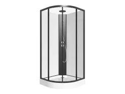 Douchecabine Kwart Cirkel - Aanpasbare Hoogte - L80 X B80 X H213/232 Cm - Zwart En Wit - Rovata