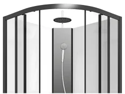 Douchecabine Kwart Cirkel - Aanpasbare Hoogte - L80 X B80 X H213/232 Cm - Zwart En Wit - Rovata