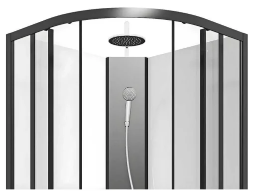 Douchecabine Kwart Cirkel - Aanpasbare Hoogte - L80 X B80 X H213/232 Cm - Zwart En Wit - Rovata
