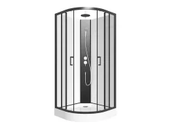 Douchecabine Kwart Cirkel - Aanpasbare Hoogte - L80 X B80 X H213/232 Cm - Zwart En Wit - Rovata