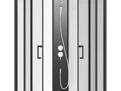 Douchecabine Kwart Cirkel - Aanpasbare Hoogte - L80 X B80 X H213/232 Cm - Zwart En Wit - Rovata