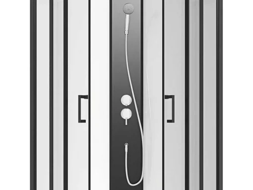 Douchecabine Kwart Cirkel - Aanpasbare Hoogte - L80 X B80 X H213/232 Cm - Zwart En Wit - Rovata