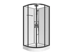 Douchecabine Met Massagefunctie Van Bamboevezel - Mat Zwart - L80 X B80 X H225 Cm - Zalifa