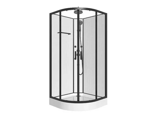 Douchecabine Met Massagefunctie Van Bamboevezel - Mat Zwart - L80 X B80 X H225 Cm - Zalifa