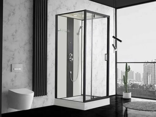 Douchecabine Met Massagestralen Primea - 2 Zones Met Massagestralen - L90 X D90 X H215 Cm - Tropische Regenfunctie En Handdouchekop