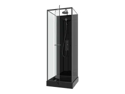 Douchecabine Met Omkeerbare Plaatsingsrichting En Aanpasbare Hoogte - Zwart - L90 X B90 X H213/232 Cm - Damilu