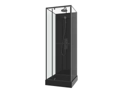 Douchecabine Met Omkeerbare Plaatsingsrichting En Aanpasbare Hoogte - Zwart - L90 X B90 X H213/232 Cm - Damilu