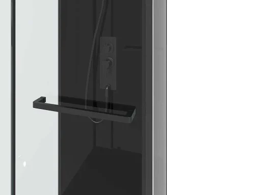 Douchecabine Met Omkeerbare Plaatsingsrichting En Aanpasbare Hoogte - Zwart - L90 X B90 X H213/232 Cm - Damilu