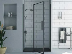 Douchedeur In Industriele Stijl - Zwart Mat - 120 X 195 Cm - Toroni