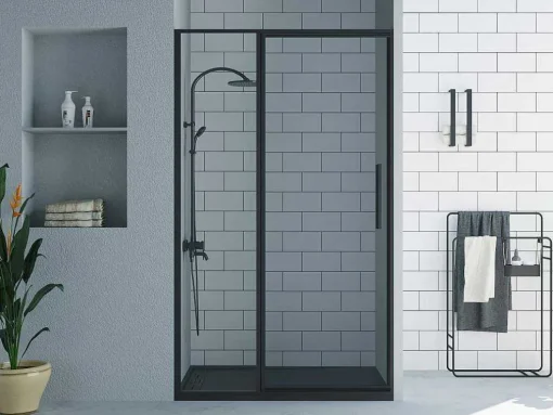 Douchedeur In Industriele Stijl - Zwart Mat - 120 X 195 Cm - Toroni