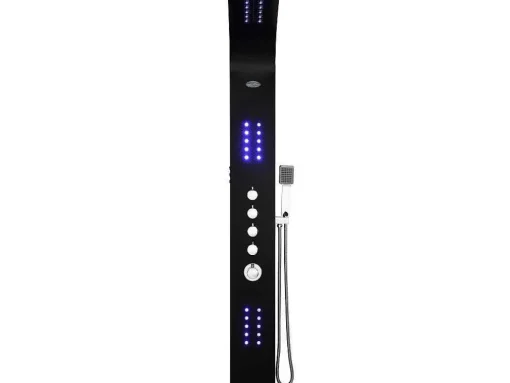 Douchekolom Felicita Met Thermostaatkraan, Balneotherapie En Led-Verlichting - 20*165Cm - Zwart